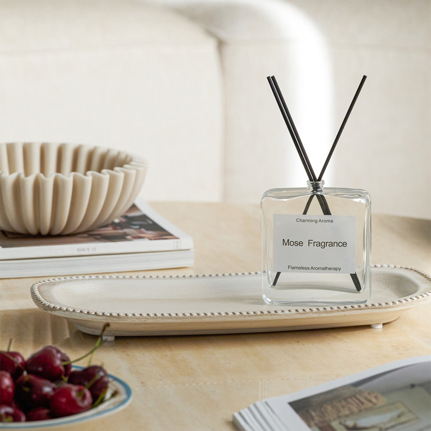 14in Oval Decorative Tray White