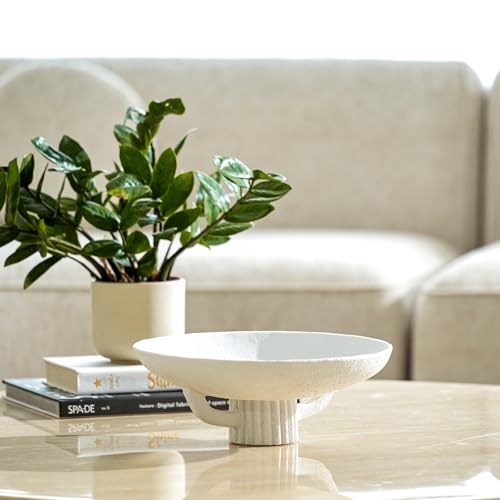 11.2" White Resin Decorative Bowl for Boho Modern Home