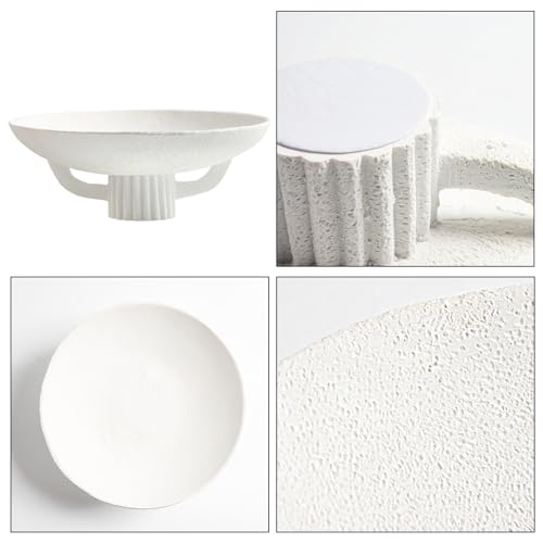 11.2" White Resin Decorative Bowl for Boho Modern Home