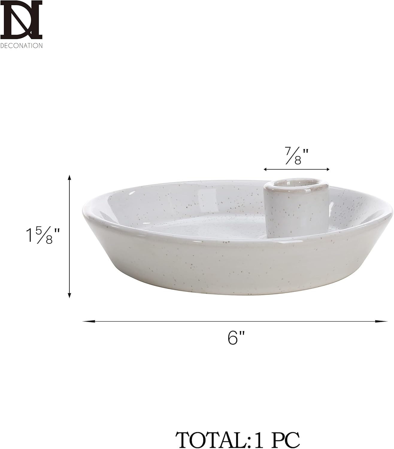White Ceramic Round Candlestick Holder with Tray