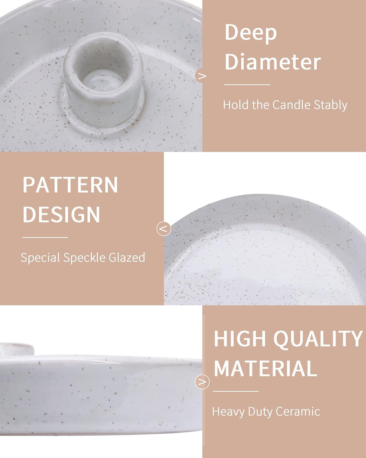 White Ceramic Round Candlestick Holder with Tray