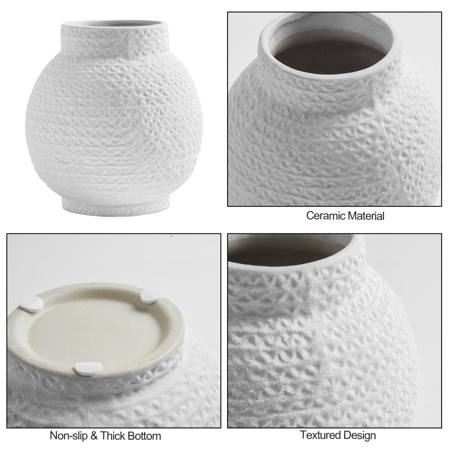 3.9 Inch White Ceramic Decorative Flower Vases