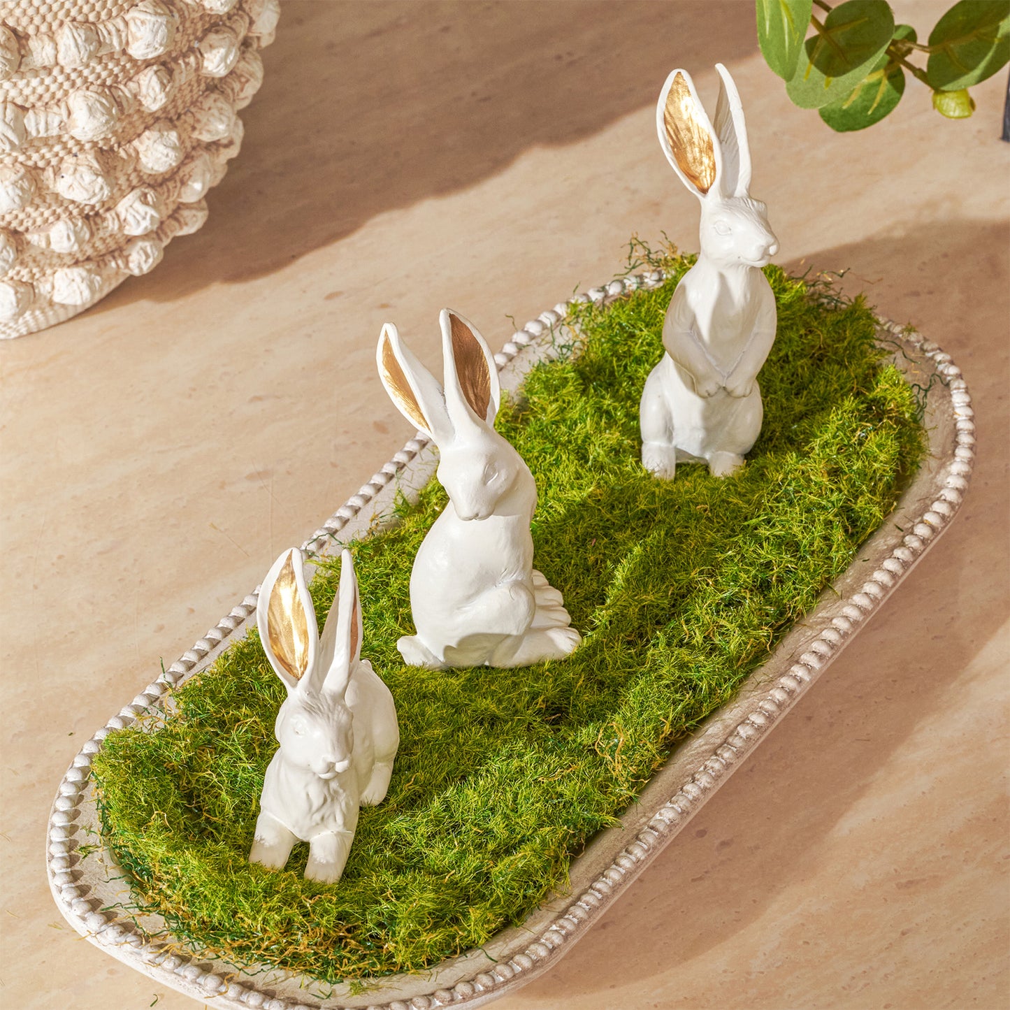 14in Oval Decorative Tray White