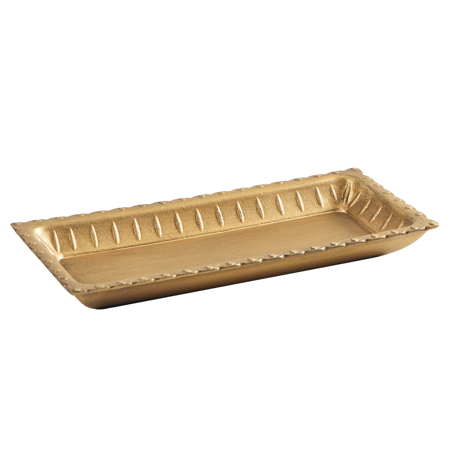 11.61x5.31x1.30in Wood Gold Rectangular Decorative Tray