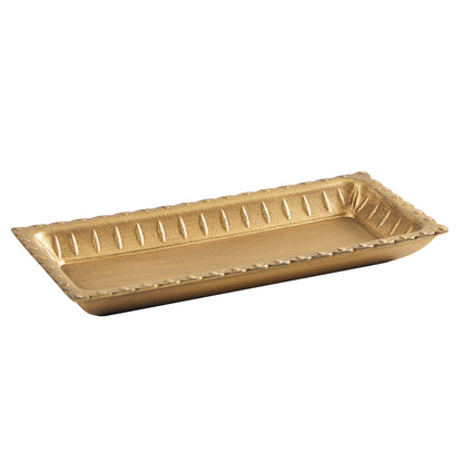 11.61x5.31x1.30in Wood Gold Rectangular Decorative Tray