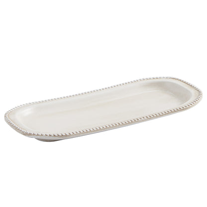 14in Oval Decorative Tray White