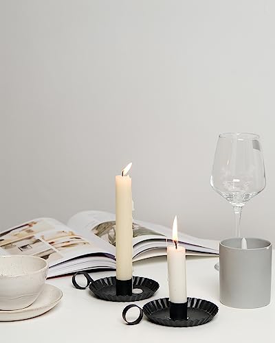 Black Metal Candle Holders Set of 3 for Taper Candlesticks