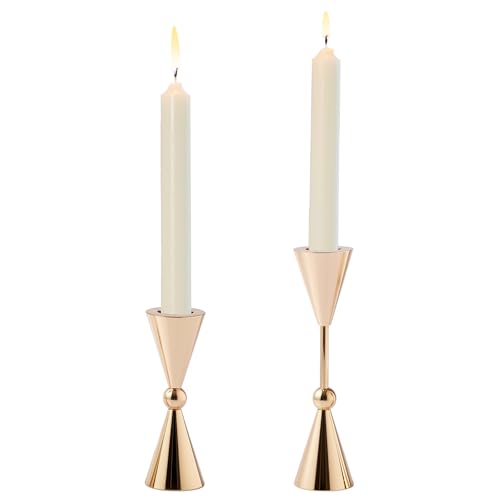 Gold Taper Candle Holders Set of 2