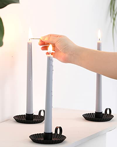Black Metal Candle Holders Set of 3 for Taper Candlesticks