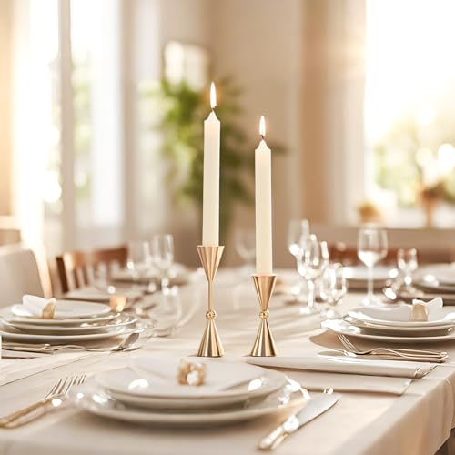 Gold Taper Candle Holders Set of 2