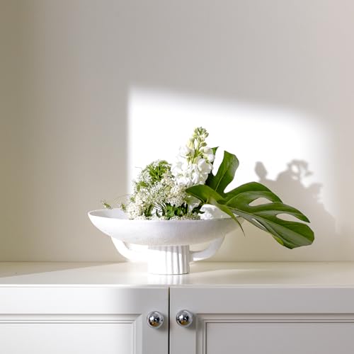 11.2" White Resin Decorative Bowl for Boho Modern Home