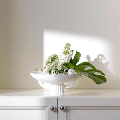 11.2" White Resin Decorative Bowl for Boho Modern Home