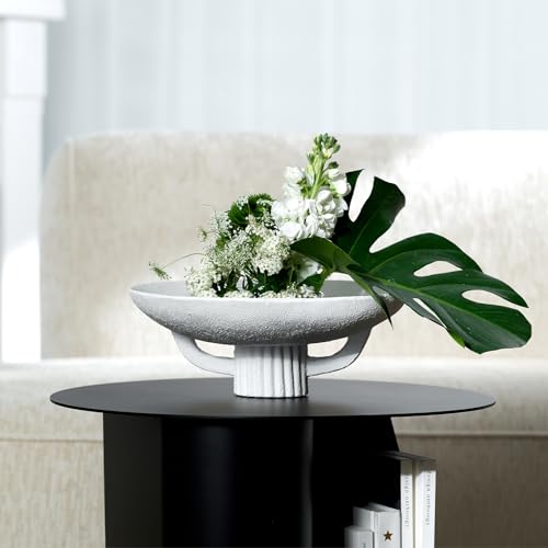 11.2" White Resin Decorative Bowl for Boho Modern Home
