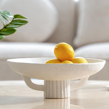 11.2" White Resin Decorative Bowl for Boho Modern Home