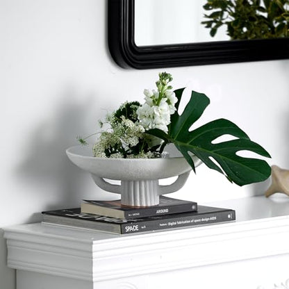 11.2" White Resin Decorative Bowl for Boho Modern Home