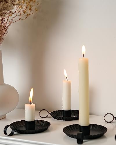 Black Metal Candle Holders Set of 3 for Taper Candlesticks