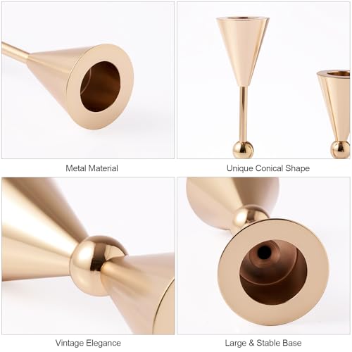 Gold Taper Candle Holders Set of 2
