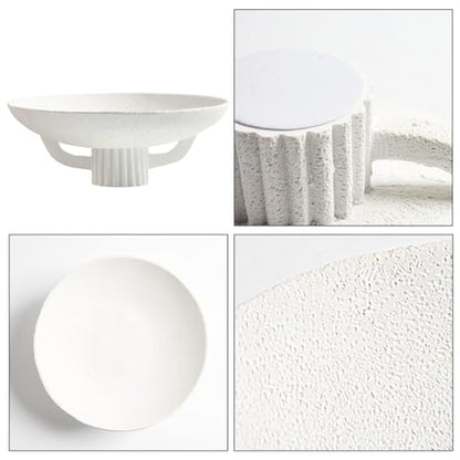 11.2" White Resin Decorative Bowl for Boho Modern Home