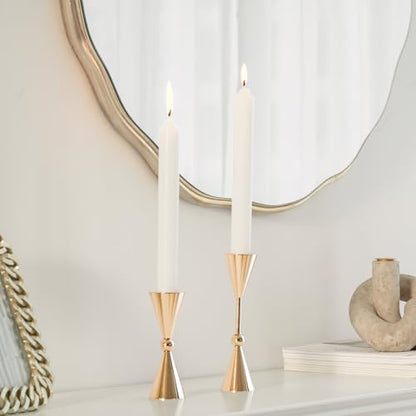 Gold Taper Candle Holders Set of 2