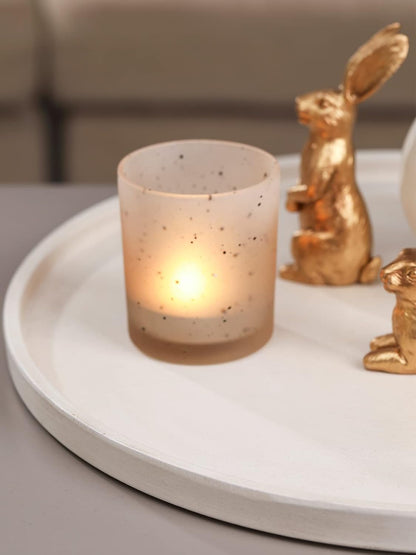 15 Inch White Wood Decorative Round Trays