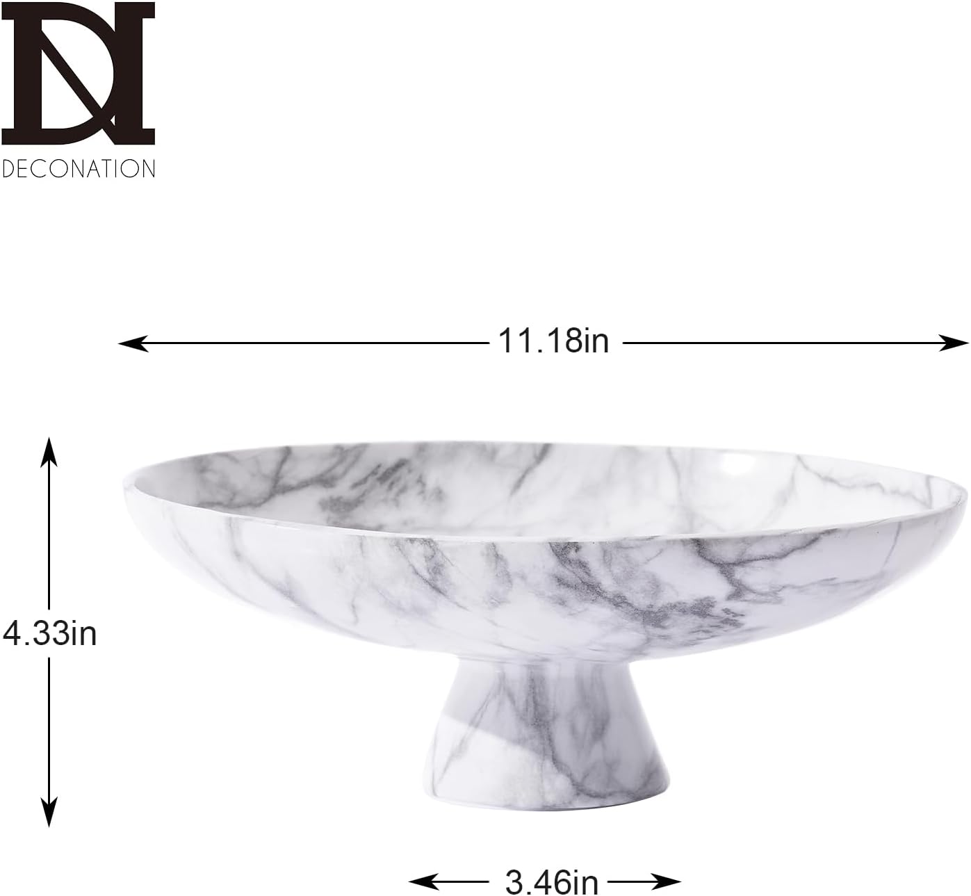 11.2 Inch White Resin Decorative Fruit Bowl with Pedestal