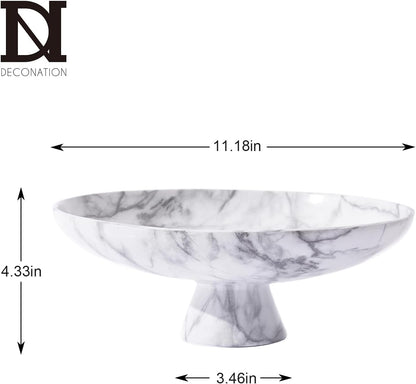 11.2 Inch White Resin Decorative Fruit Bowl with Pedestal