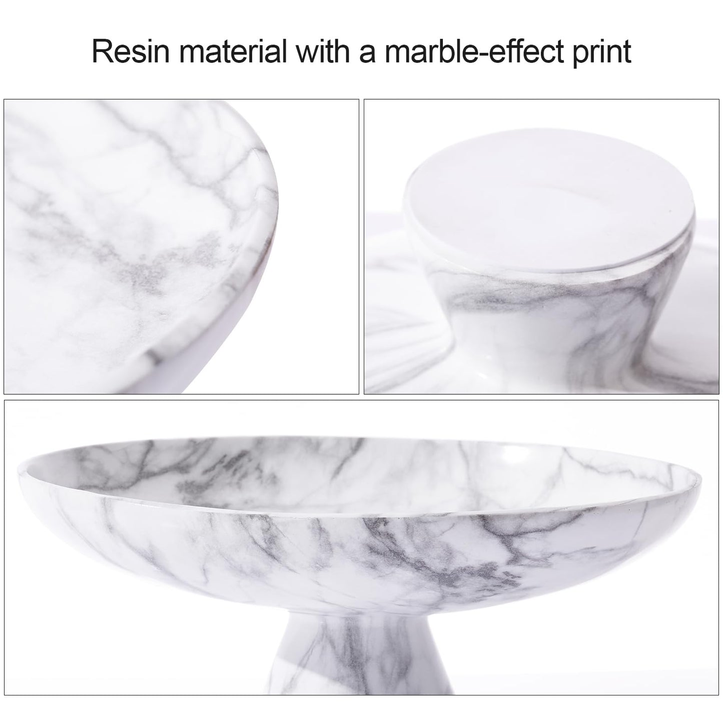 11.2 Inch White Resin Decorative Fruit Bowl with Pedestal