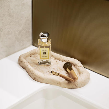 Cloud-Shaped Resin Beige Travertine Decorative Tray