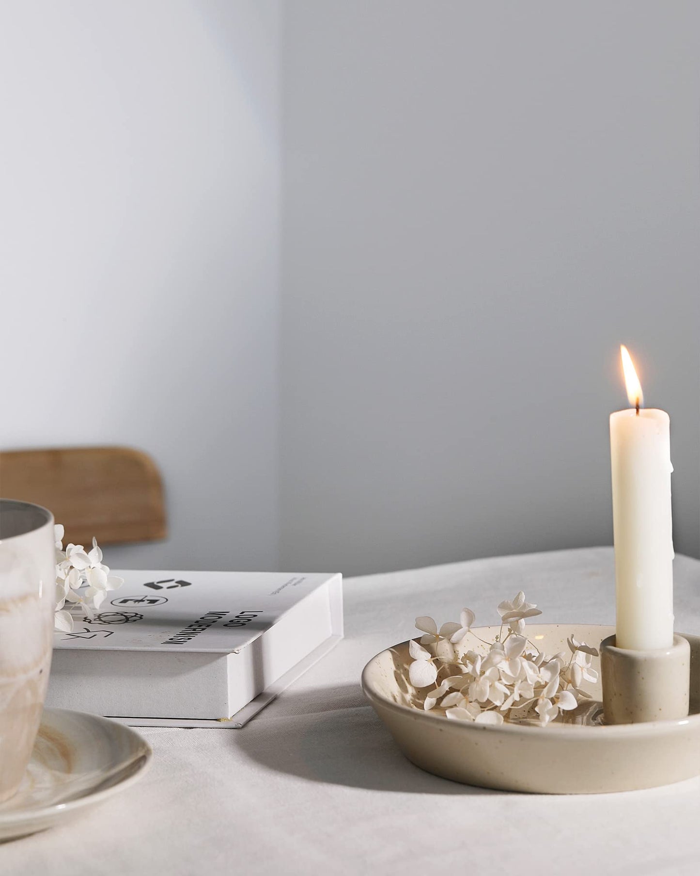 Gray Ceramic Round Decorative Candle Holder Plate