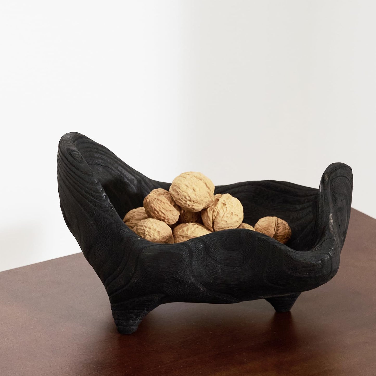 9.25x5.51 Inch Oak Wood Black Decorative Bowl