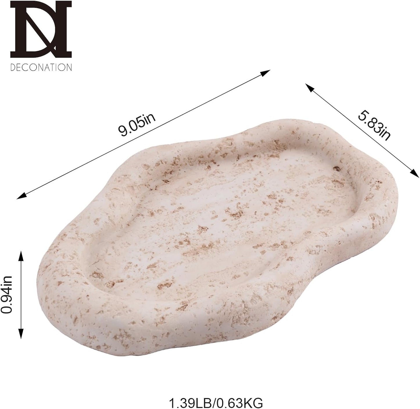 Cloud-Shaped Resin Beige Travertine Decorative Tray