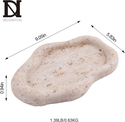 Cloud-Shaped Resin Beige Travertine Decorative Tray