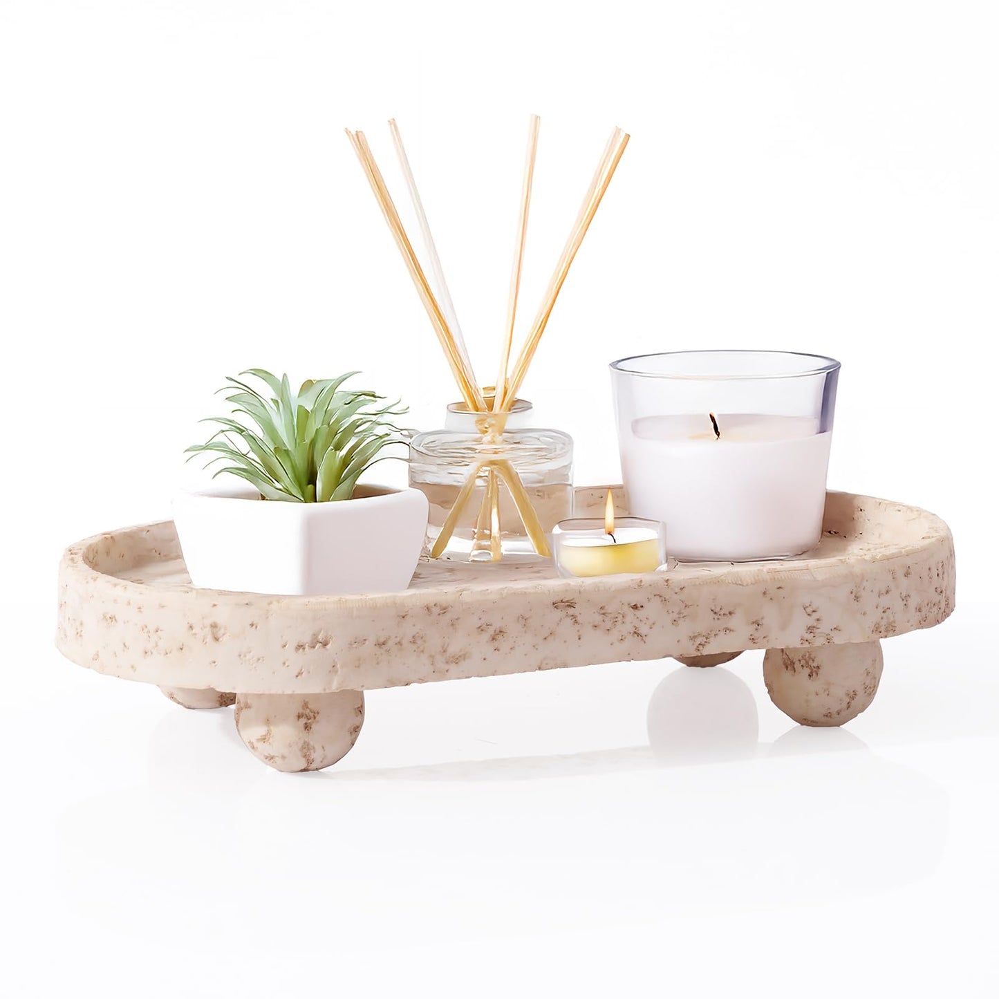 9.53x1.97 Inch Resin Oval Tray with 4 Footed