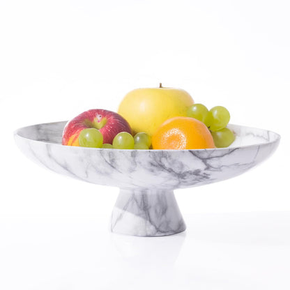 11.2 Inch White Resin Decorative Fruit Bowl with Pedestal
