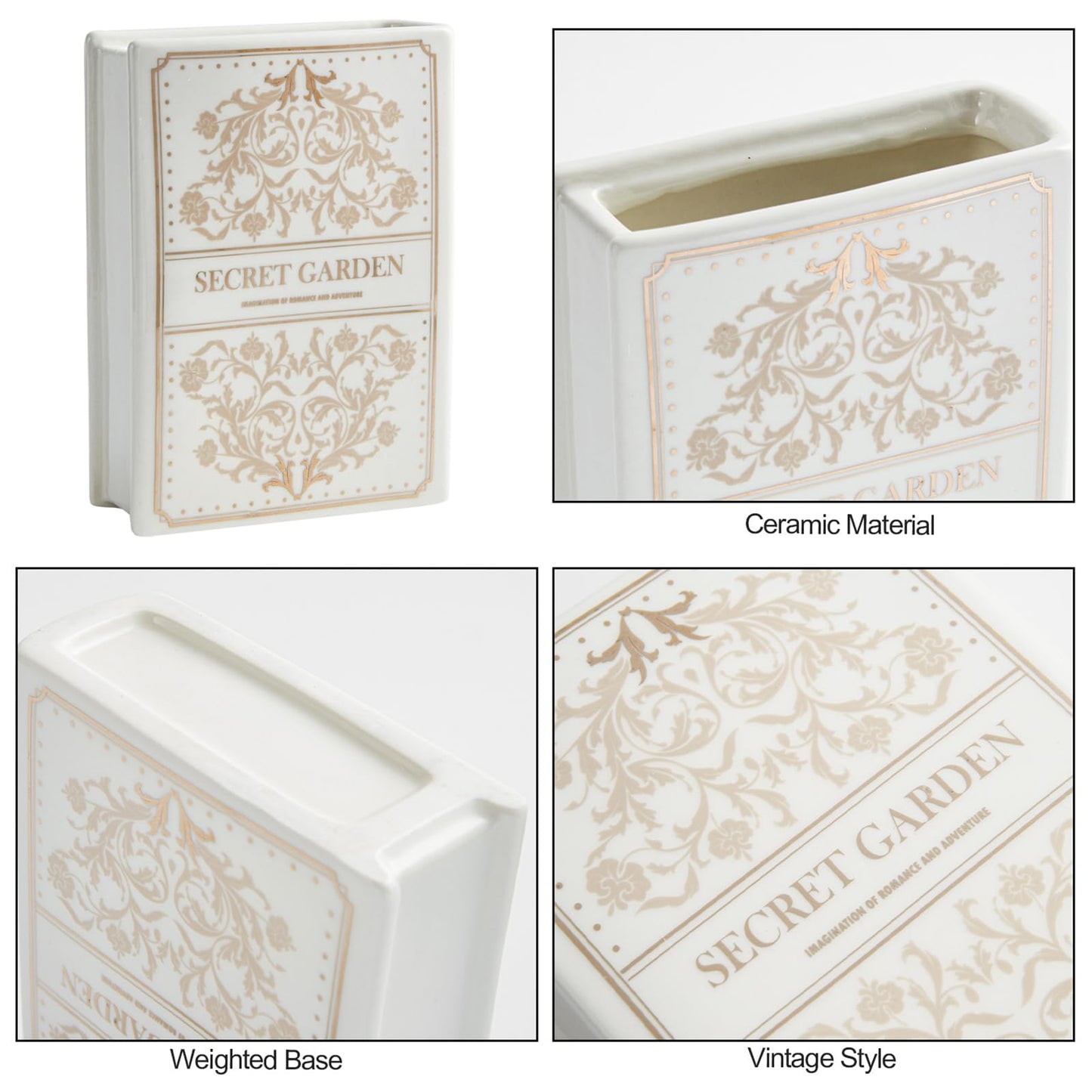 White Ceramic Decorative Book Vase