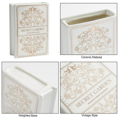 White Ceramic Decorative Book Vase
