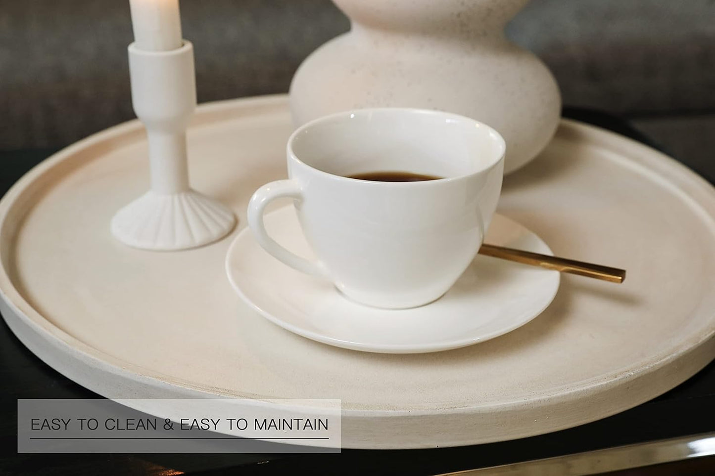 15 Inch White Wood Decorative Round Trays