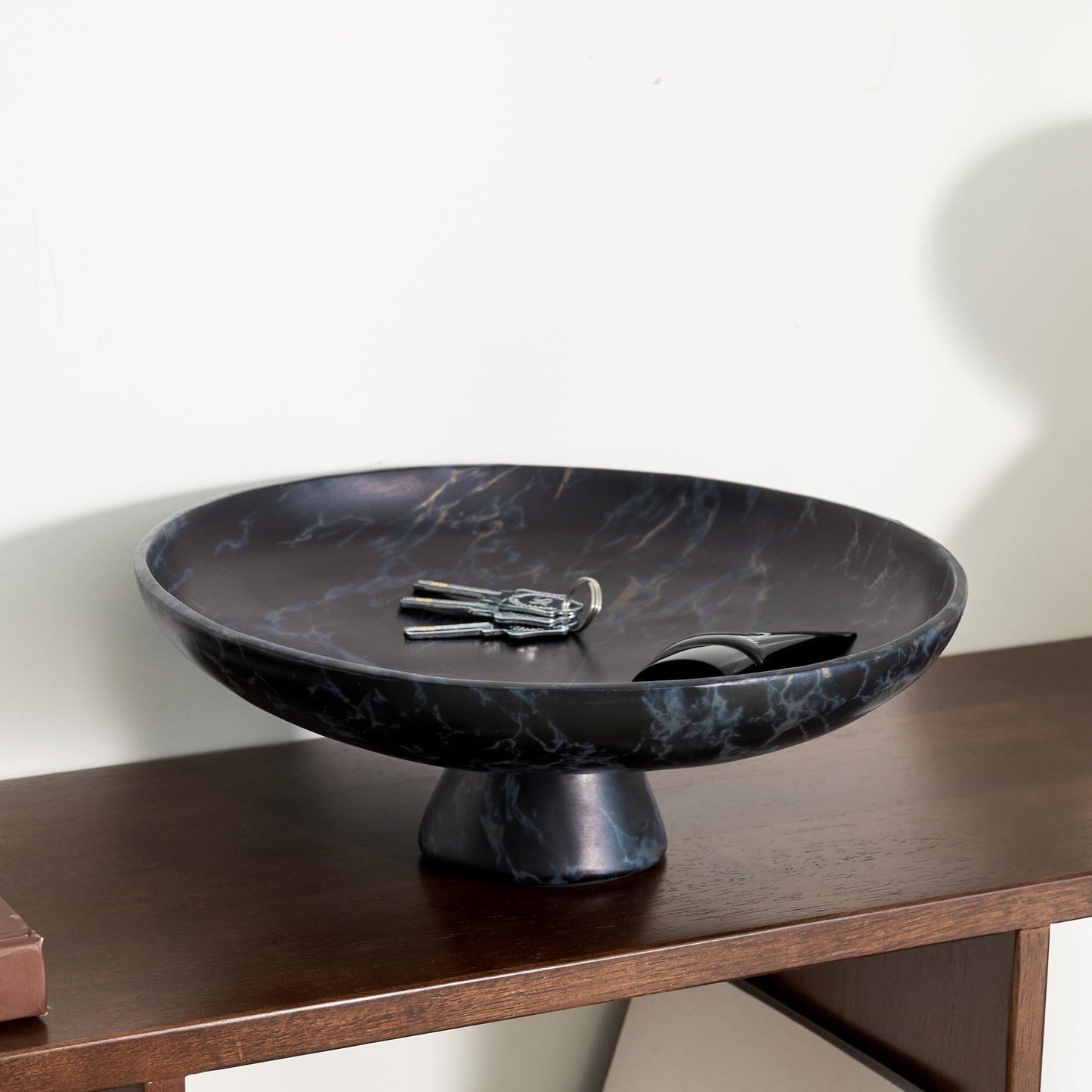 11.2 Inch Black Resin Decorative Fruit Bowl