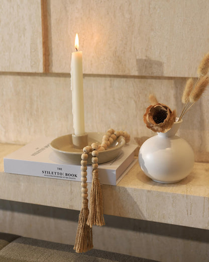 Gray Ceramic Round Decorative Candle Holder Plate