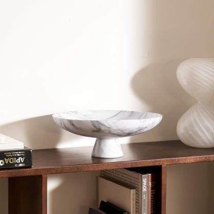 11.2 Inch White Resin Decorative Fruit Bowl with Pedestal