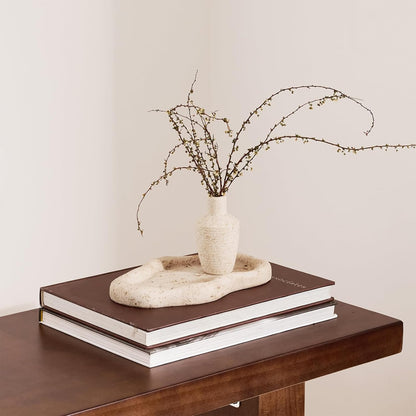 Cloud-Shaped Resin Beige Travertine Decorative Tray