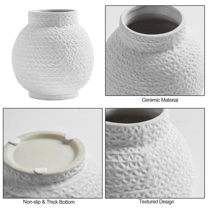 3.9 Inch White Ceramic Decorative Flower Vases