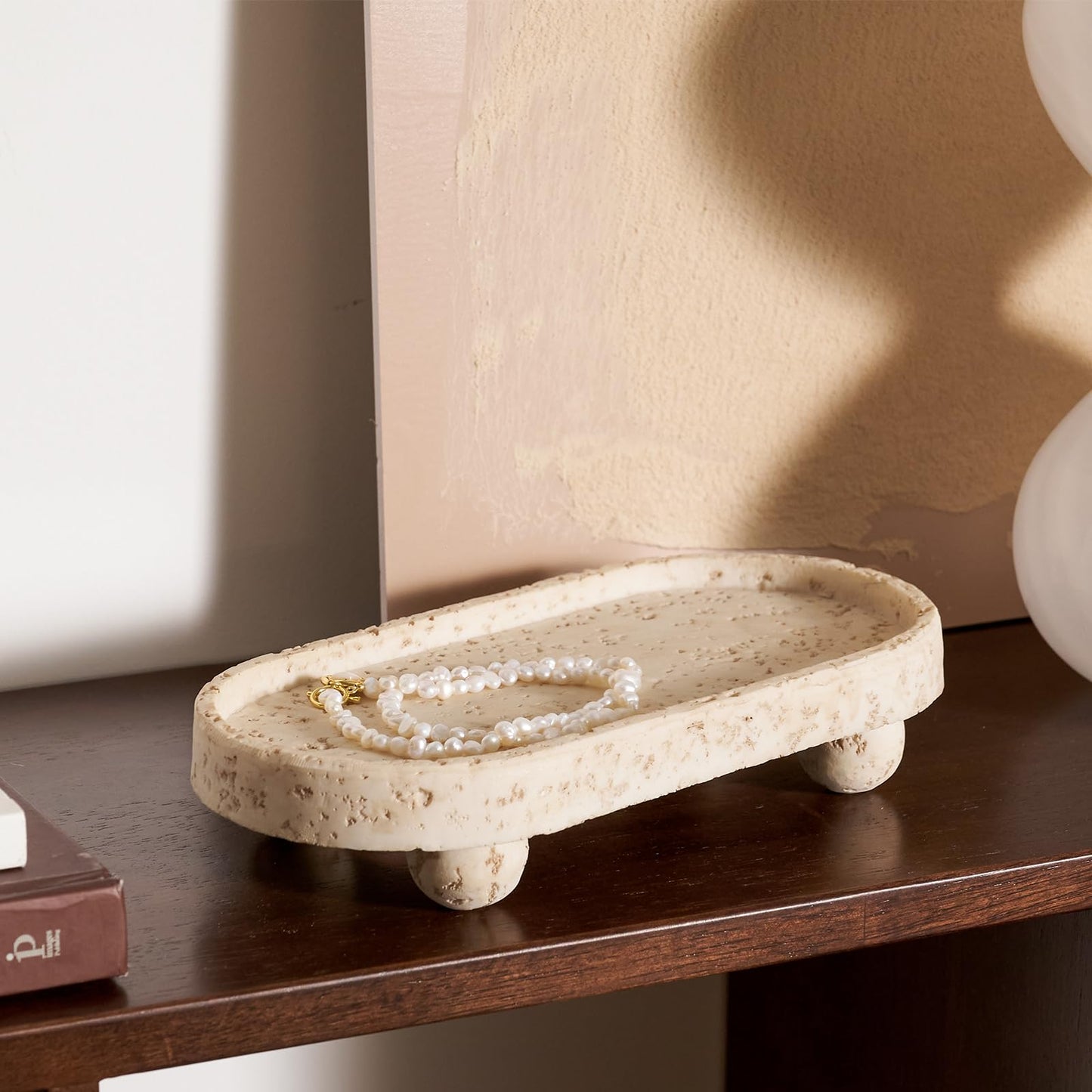 9.53x1.97 Inch Resin Oval Tray with 4 Footed