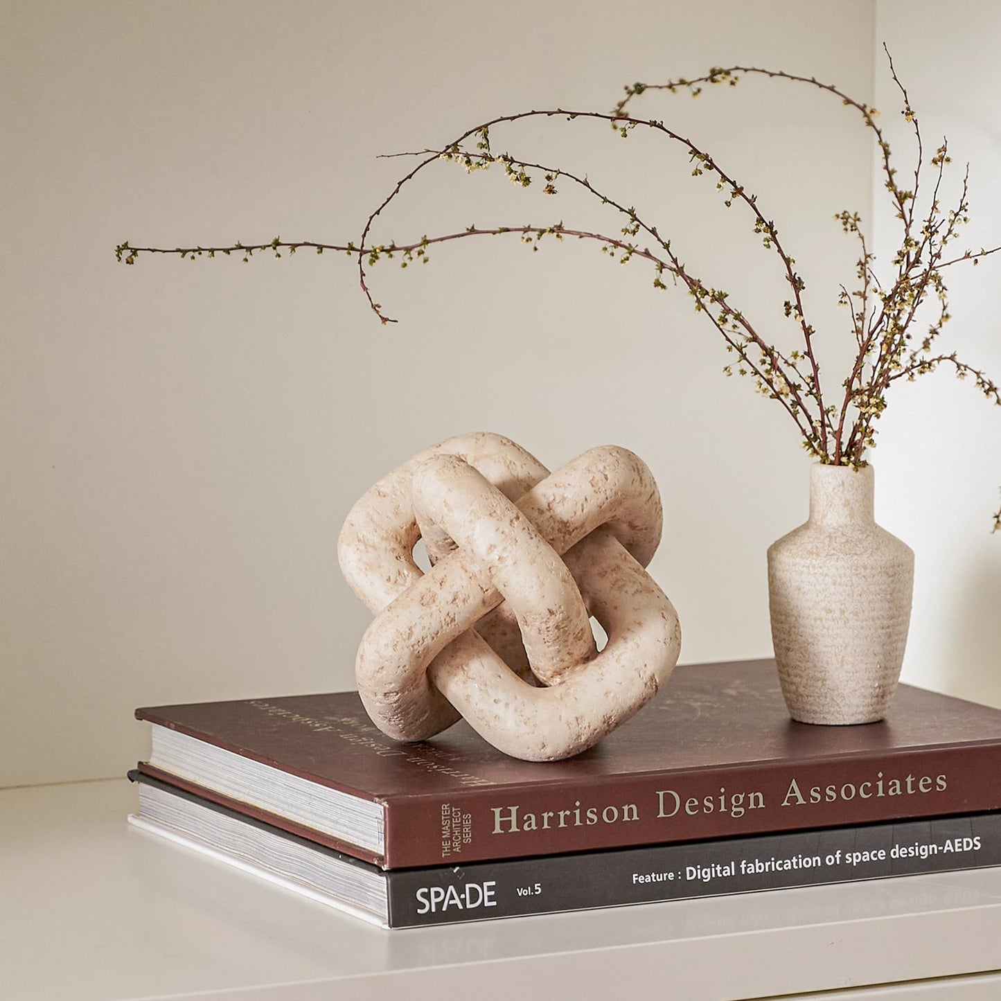 Beige Travertine Decorative 3 Link Knot