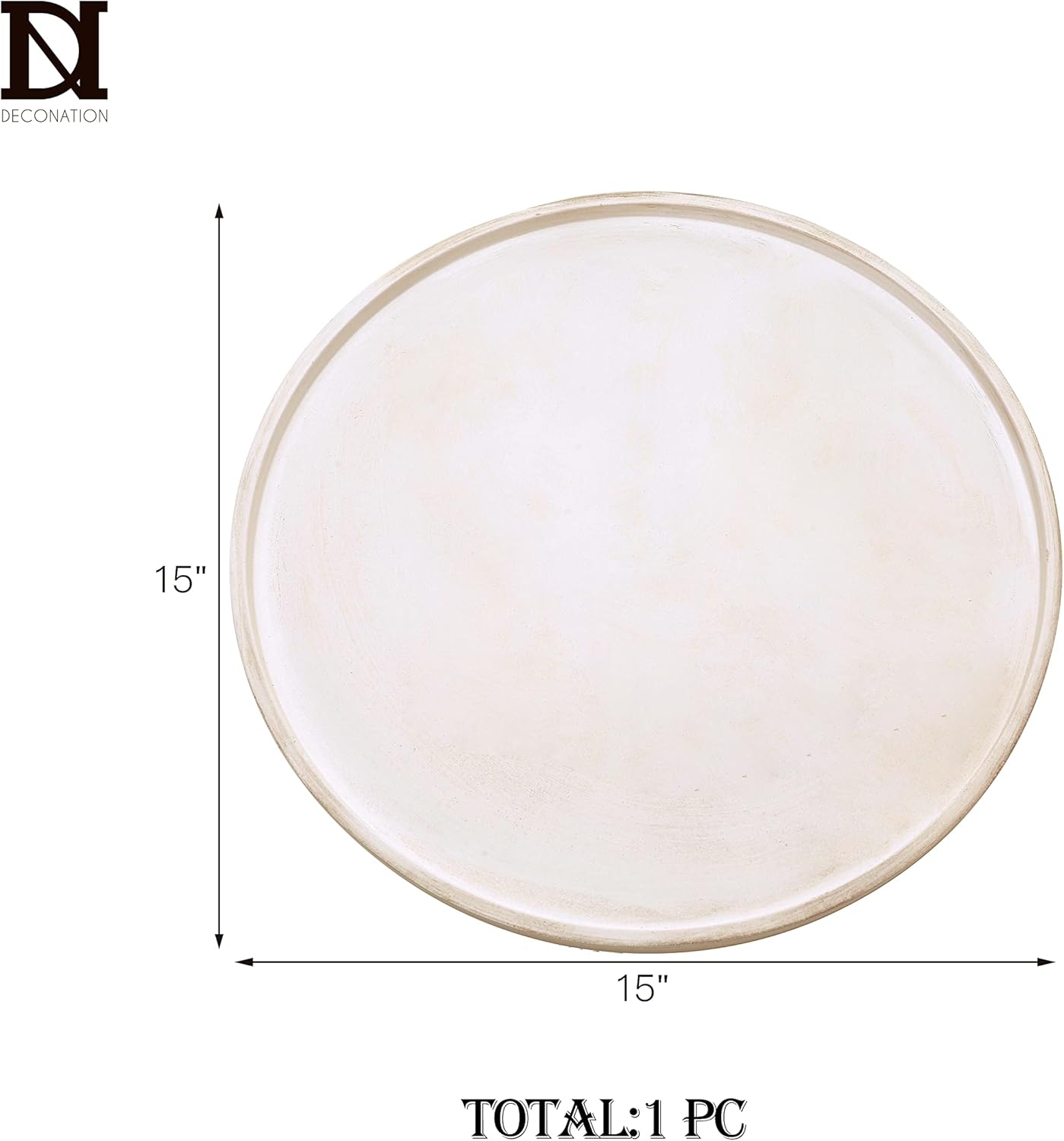 15 Inch White Wood Decorative Round Trays