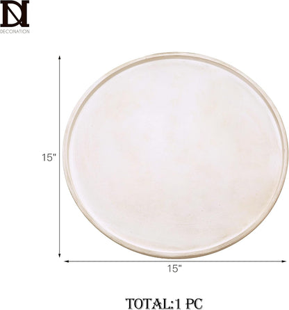 15 Inch White Wood Decorative Round Trays