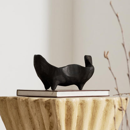 9.25x5.51 Inch Oak Wood Black Decorative Bowl