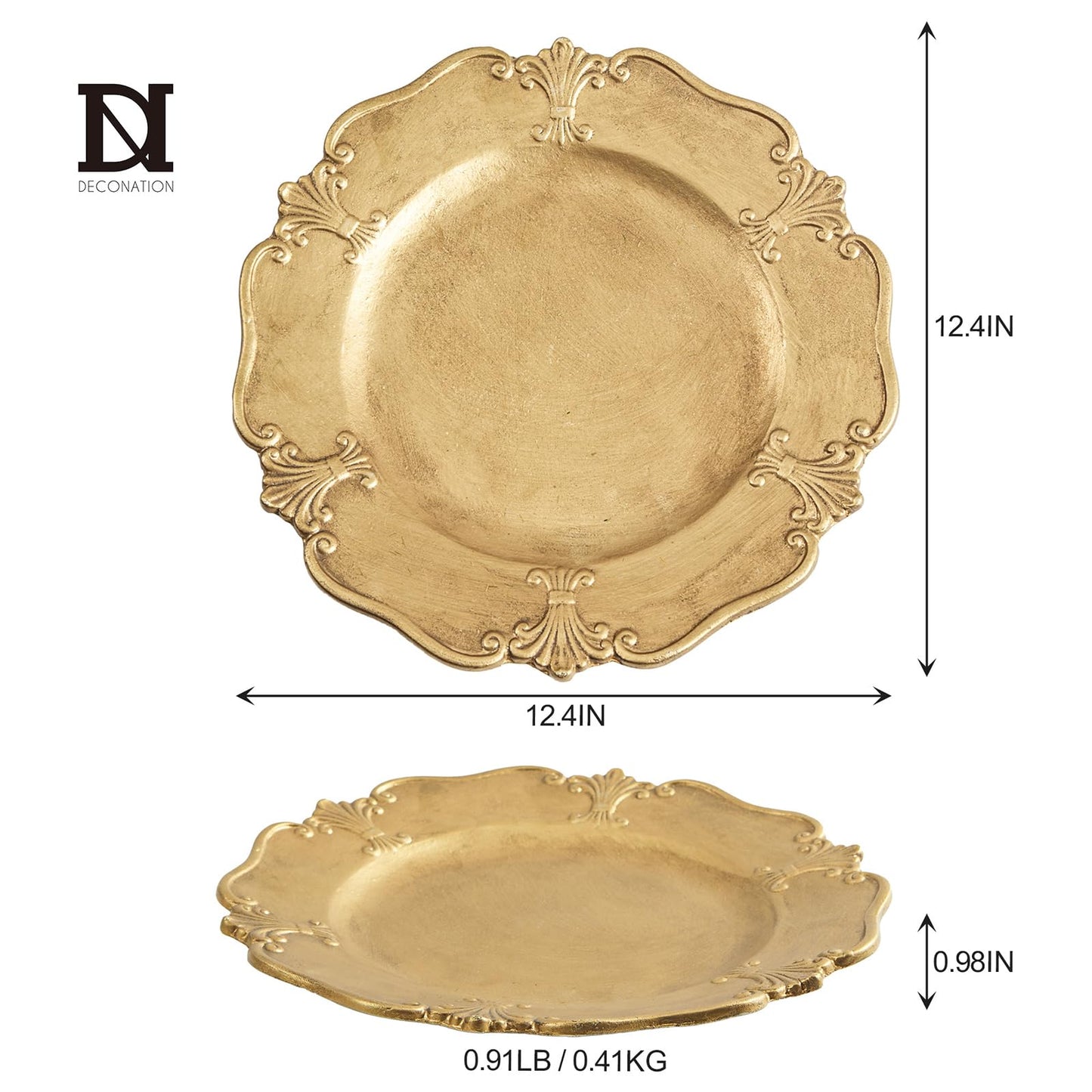 12in Gold Round Wooden Decorative Tray