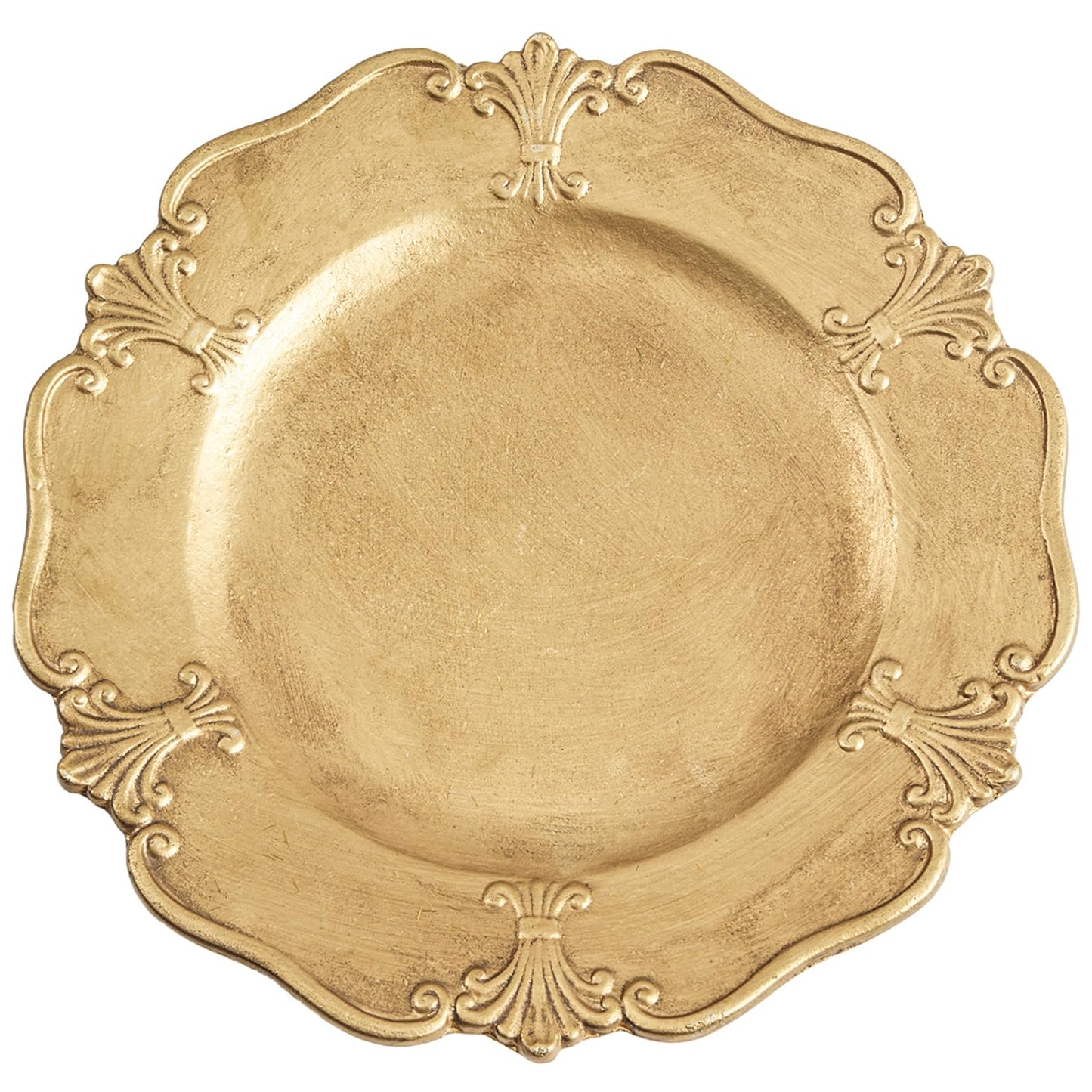 12in Gold Round Wooden Decorative Tray