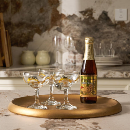 14 Inch Gold Round Wooden Decorative Tray